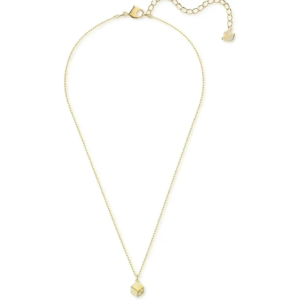 Swarovski Gold Plated Crystal Tarot Magic Dice Necklace NWT - Picture 2 of 5